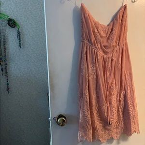 Strapless, Pink, Lace, Forever 21 dress